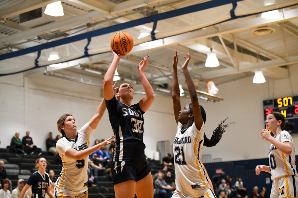 Middletown south player going to basket